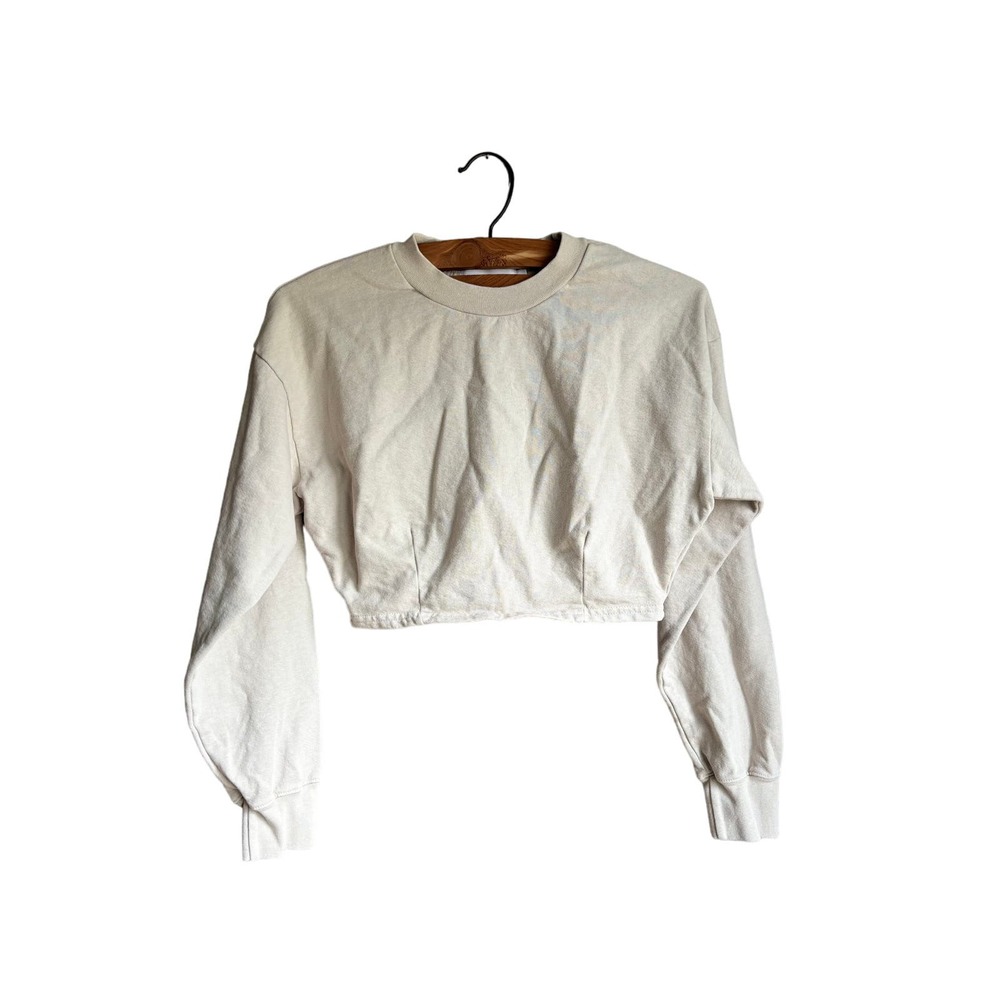 XS 100% Cotton Cream Cropped Sweatshirt